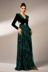 Green Long Evening Dress High Slit Sexy Lady Gown