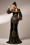 Black Gold Sequins Luxury Long Women Evening Gown