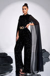 Long Sleeved Round Neck Sequined Party Jumpsuit Evening Gown