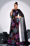 Floral Sequins Evening Dress With Chiffon Shawl