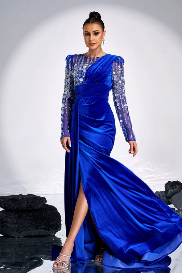 Royal Blue Long Sequins Elegant Lady Formal Evening Gown