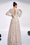 Champagne Long Evening Dress With Silver Sequins Lady Gown