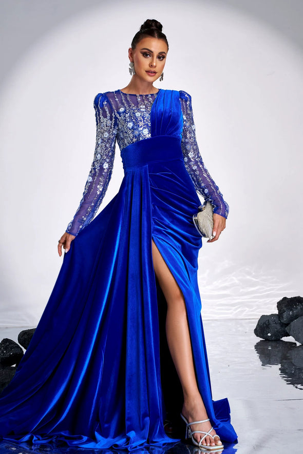 Royal Blue Long Sequins Elegant Lady Formal Evening Gown