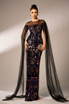 Bling Bling Sequins Long Evening Dress With Shawl