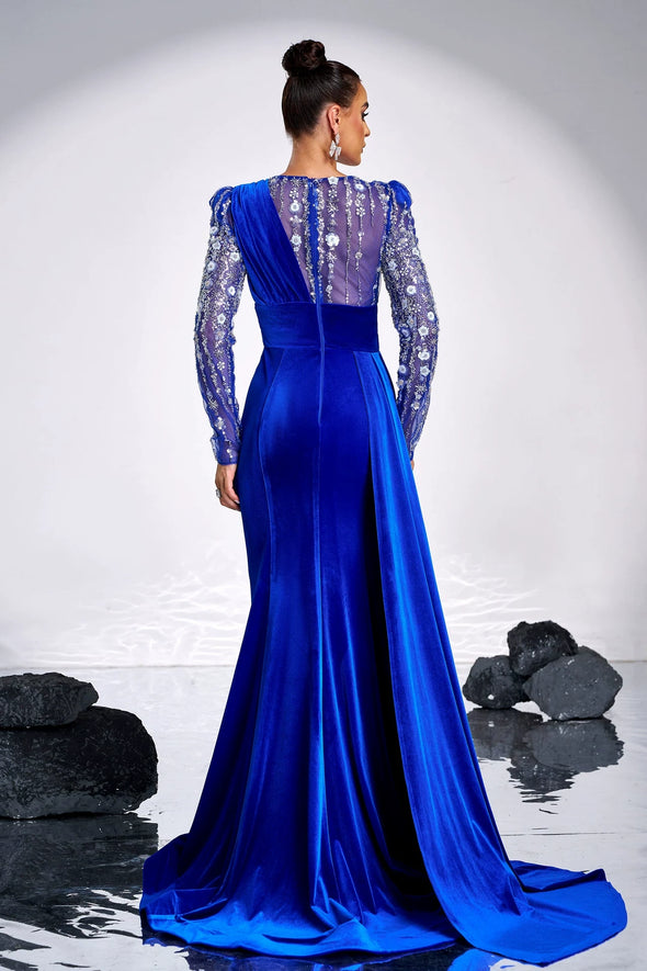 Royal Blue Long Sequins Elegant Lady Formal Evening Gown