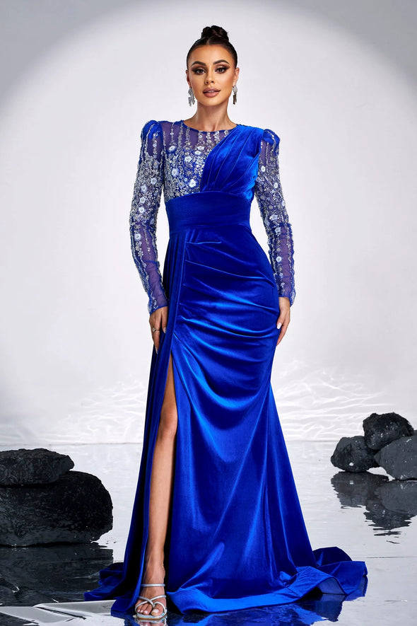 Royal Blue Long Sequins Elegant Lady Formal Evening Gown