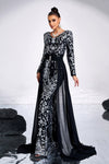 Black Dress With Silver Sequins Mermaid Evening Gown