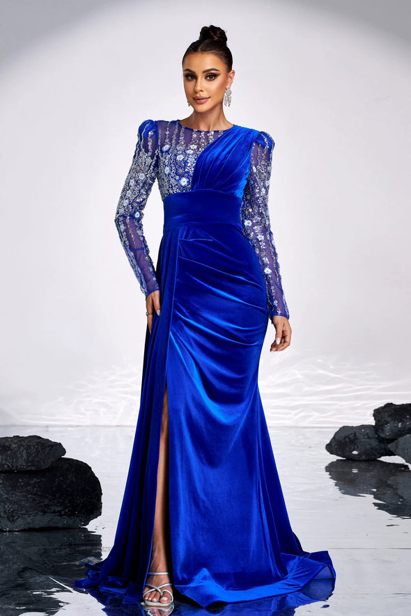 Royal Blue Long Sequins Elegant Lady Formal Evening Gown