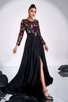 Vintage Long Elegant Evening Dress Long Sleeves Split