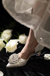 Rhinestone Flower Fold Sharp High-Heeled Shoes Bride Wedding Shoes