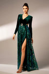 Green Long Evening Dress High Slit Sexy Lady Gown