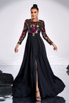 Vintage Long Elegant Evening Dress Long Sleeves Split