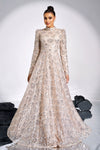 Champagne Long Evening Dress With Silver Sequins Lady Gown