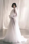 Sheer Tulle Bridal Dress with Shawl