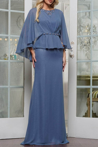 Elegant Chiffon Mother Dress With Cape