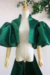 Dark Green Puff Sleeved Fashion Cape With Puffy Sleeves