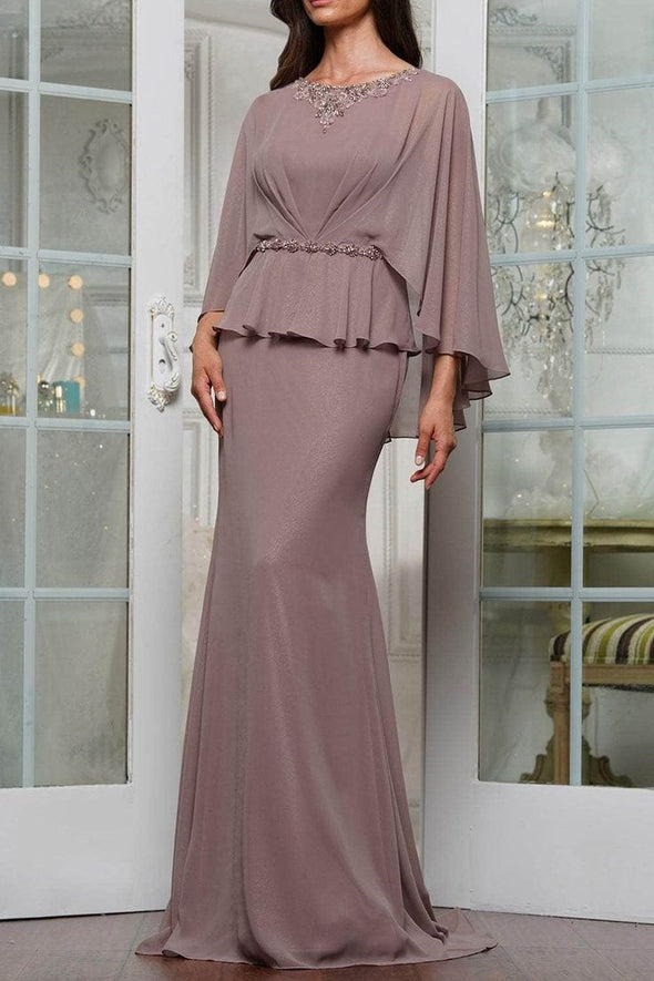 Elegant Chiffon Mother Dress With Cape