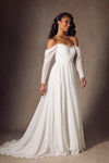 Long Chiffon A Line Off The Shoulder Wedding Bridal Gown