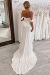 Soft Satin Split Long Mermaid Simple Bridal Gown