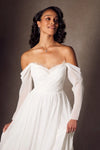 Long Chiffon A Line Off The Shoulder Wedding Bridal Gown