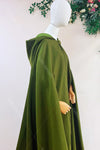 Army Green Winter Hood Cape Women Cloak Long Wedding Evening Wrap