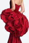 Red Satin Wedding Puffy Cape With Romantic Flowers DJ379