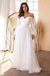 Off White Long Chiffon Wedding Dress Elegant Gown