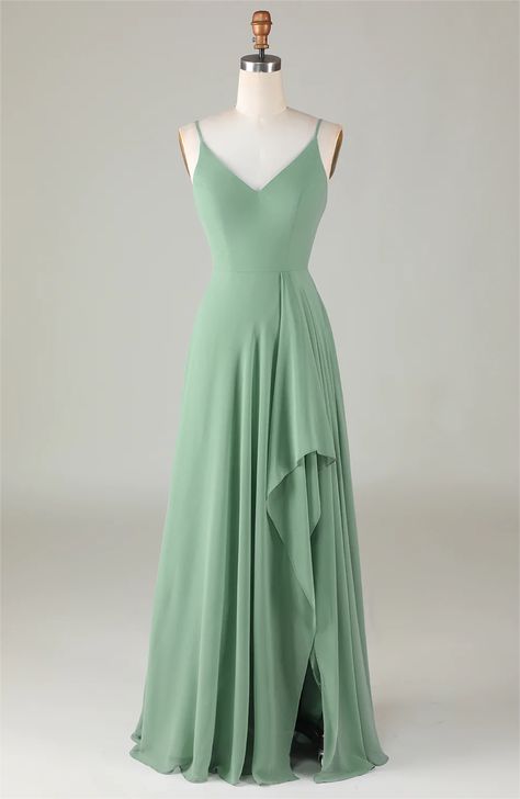 Simple Long Chiffon Bridesmaid Dress Side Split