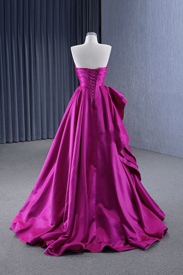 Fuchsia Taffeta Long Prom Dress, Long Formal Dress