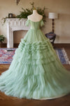 Sage Green Mesh Tulle Flower Girl Dress Party Gown