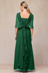 Long Chiffon Green Mother Of The Bridal Dress With Shawl