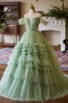 Sage Green Mesh Tulle Flower Girl Dress Party Gown