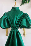 Dark Green Puff Sleeved Fashion Cape With Puffy Sleeves