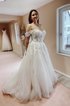 Off The Shoulder A Line Wedding Dress With Appliques