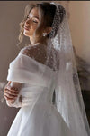 Wedding Dresses A-Line Illusion Neck Long Sleeve