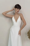 Simple Backless Elegant Bridal Beach Gowns With Ribbona DW644