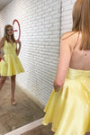 Short Homecoming Dress Yellow Party Dress with Pockets