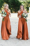 Modest A Line Halter Long Bridesmaid Dress Beach Style