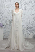 Organza Satin Long Wedding Cape ZJ066