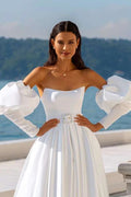 Puffy Satin Wedding Detachable Sleeve With Slim Chic ZG027