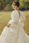 Taffeta A Line Wedding Dresses Short Puff Sleeve ZW703