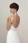 Simple Backless Elegant Bridal Beach Gowns With Ribbona DW644