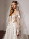 Mesh Wedding Dress With Removable Puff Sleeves Vestidos De Novia