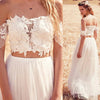 Two Pieces A Line Lace Chiffon Wedding Dress Beach Style