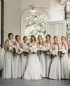 V Neck A Line Long Lace Appliques Wedding Dresses TB1432