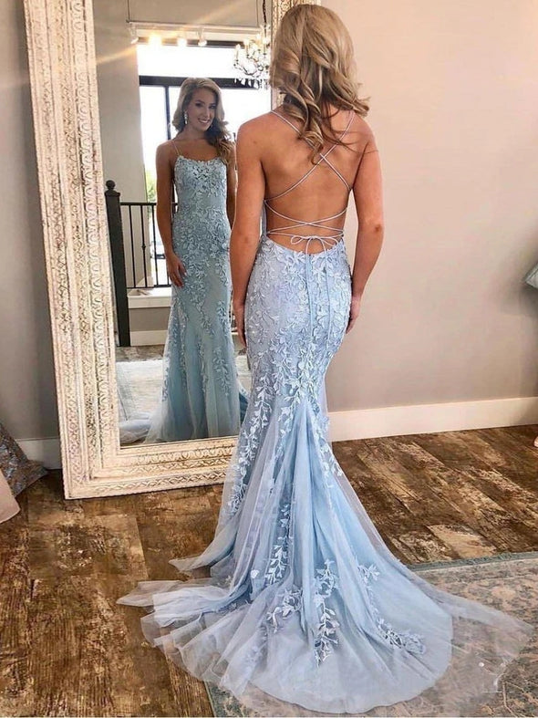 Mermaid Lace Sleeveless Prom Dress Sexy Custom Evening Dress 213111321