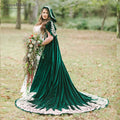 Green Velvet Wedding Cloak With Hood