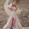 Charming Star Champagne Bohemian Lantern Sleeve Wedding Dress DW590