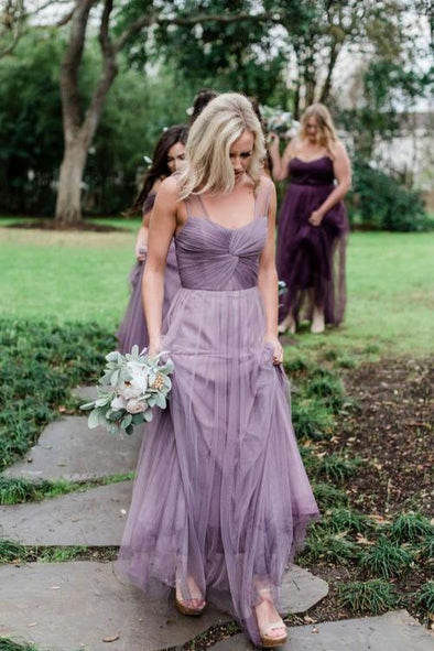 Elegant Tulle Bohemian Long Bridesmaid Dress