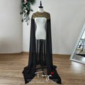 Black Luxury Beaded Wedding Cape Gold Beads Fashion Bridal Shawl Afrcan Event Evening Accessories Long Cape DJ131